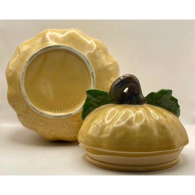Mustard 1990’s Ceramic Yellow Squash Canister For Sale - Image 8 of 9