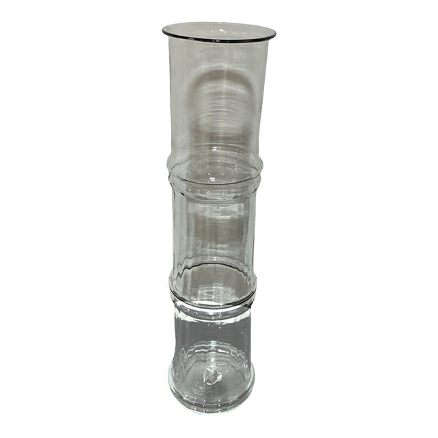 1970s Don Shepherd for Blenko No. 7727l “Bamboo” Crystal Glass Floor Vase For Sale