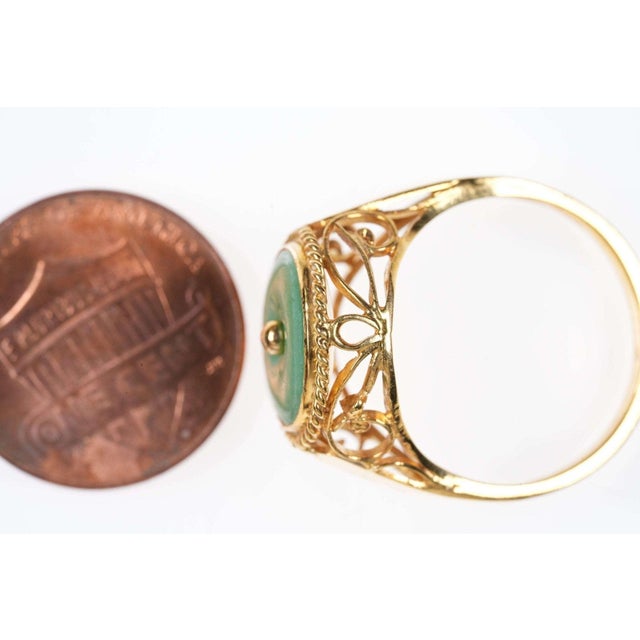 Late 20th Century Late 20th Century Vintage Chinese 14k Gold and Jadeite Ring, Size 7.5 For Sale - Image 5 of 7