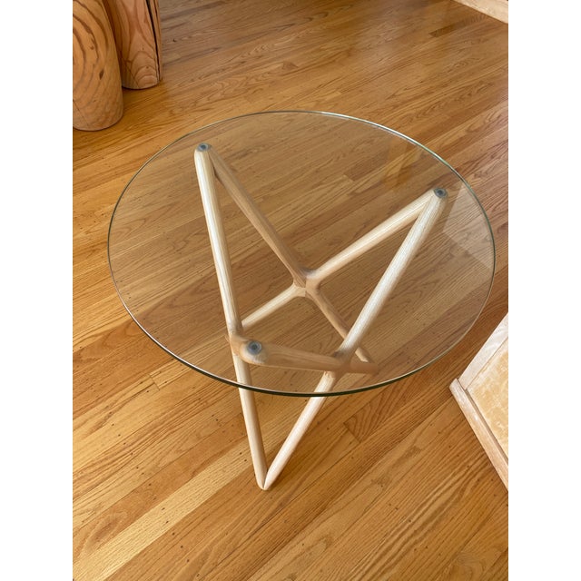Wood Star Crossed Natural Ash Side Table For Sale - Image 7 of 9