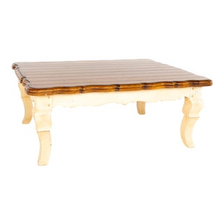 Century Furniture Contemporary Rustic Cream Coffee Table For Sale