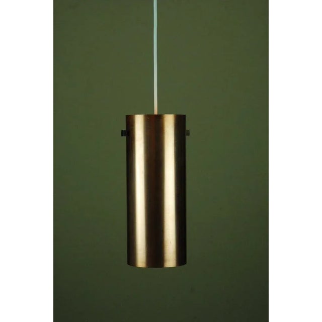 Copper & Teak Pendant Lamp by Uno & Östen Kristiansson for Luxus, Vittsjö, Sweden, 1960s, in Very Good conditions....