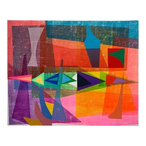 Contemporary Abstract Colour Pencil, Acrylic Paint, Modelling Paste and Oil Paint on Paper Painting "Chroma Riff (Mariner Ii)" by Michael Barringer