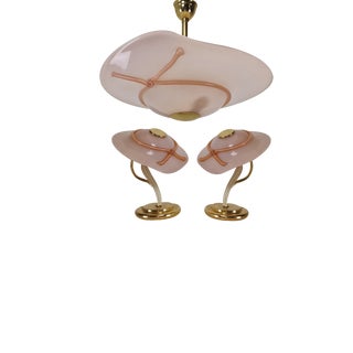 Lamps and One Pendant with Murano Glass, Italy, 1970s, Set of 3 For Sale