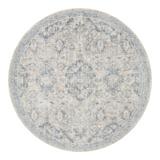 Amber Lewis x Loloi Zuma Pebble / Stone 3'-0" x 3'-0" Round Accent Rug For Sale