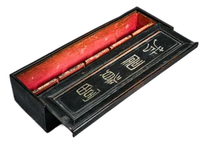 Beautiful Chinese Antique Prayer Scroll Wood Keepsake Box Culture Asian
