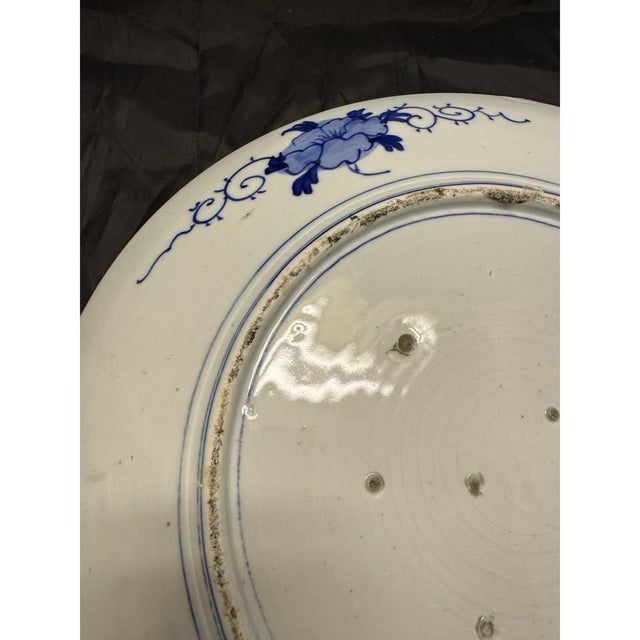 Rare 19c Antique Japanese Blue White Arita Charger Dish Plate Big Platter 18.5” For Sale - Image 10 of 11