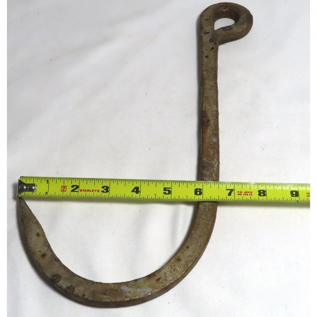 Large Size Early 19th Century Hand Wrought Iron Barn Hook For Sale - Image 11 of 13