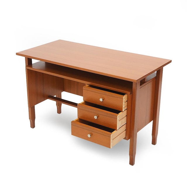 Brown Teak Desk with Drawers, 1960s For Sale - Image 8 of 13