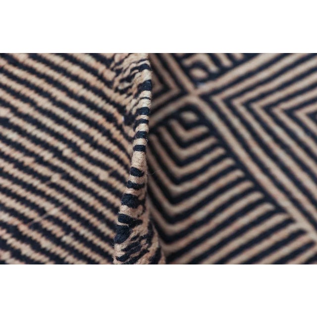 Textile Black and Sand Tan Flatweave Zanafi Moroccan Wool Runner 2'6" X 8' For Sale - Image 7 of 7