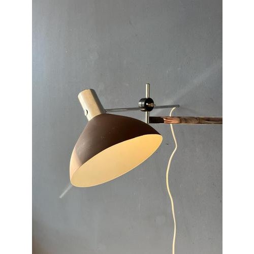 Vintage Swivel Arm Wall Lamp with Brown Shade from Dijkstra For Sale - Image 9 of 13