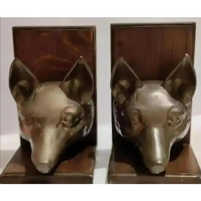 1970s Pair of 1970s Sarreid Ltd. Brass Fox Head Bookends For Sale - Image 5 of 7
