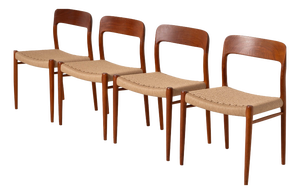 Model 75 Dining Chairs in Teak by Niels Otto (N. O.) Møller for J.L. Møllers, Denmark, 1960s, Set of 4
