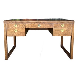 Sligh Furniture Burlwood Writing Desk Midcentury Modern For Sale