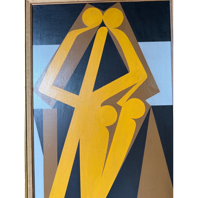 1996 Leon Wvidar Geometric Abstract Acrylic on Canvas Painting – Wood Frame For Sale - Image 9 of 12