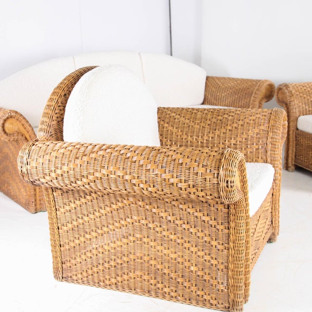 Wicker Rattan Lounge Set, 1970s, Set of 3 For Sale - Image 11 of 18