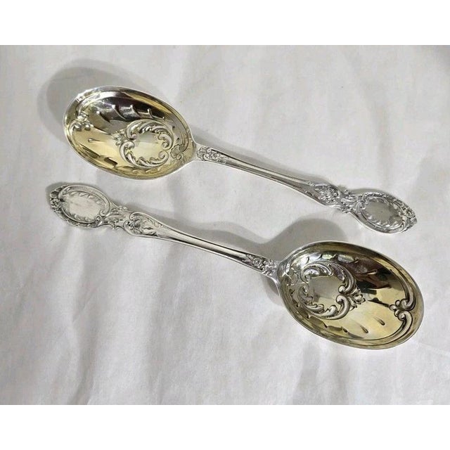 Antique Sterling Silver Fruit & Berry Serving Spoons, London, 1909 For Sale - Image 15 of 18