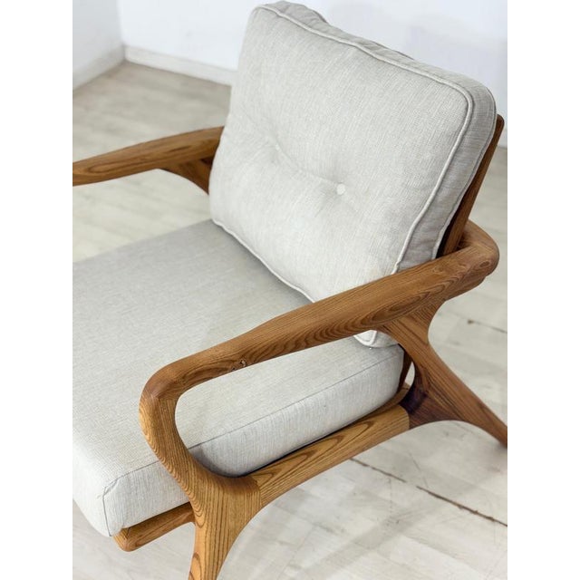 Modern Retro Armchair in Chestnut Wood For Sale - Image 6 of 11