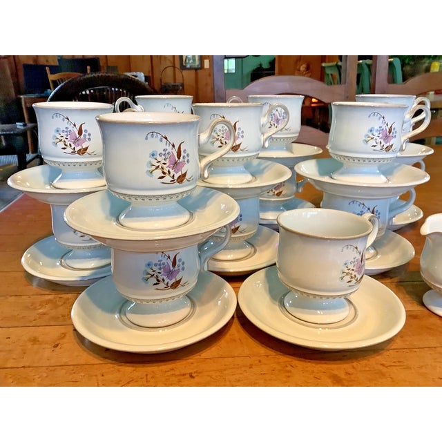 A beautiful vintage Denby England stoneware coffee and tea service in the charming Lorraine Butterfly pattern — perfect...