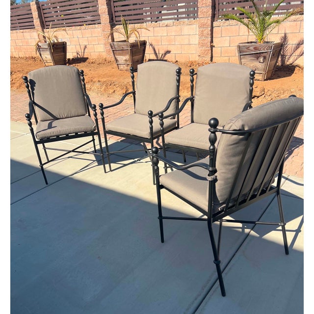 Metal Michael Taylor Designs Dining Chairs and 48” Round Table For Sale - Image 7 of 10