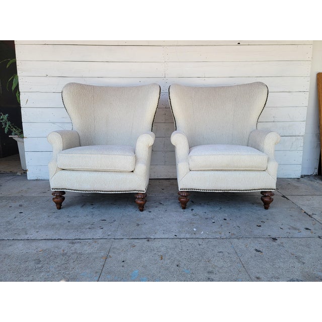 Thomasville Contemporary Wingback Chairs a Pair Chairish