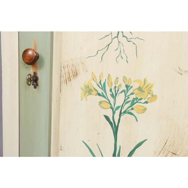 Late 20th Century Jim Peed for Romweber Botanical Painted Cabinet For Sale - Image 5 of 10