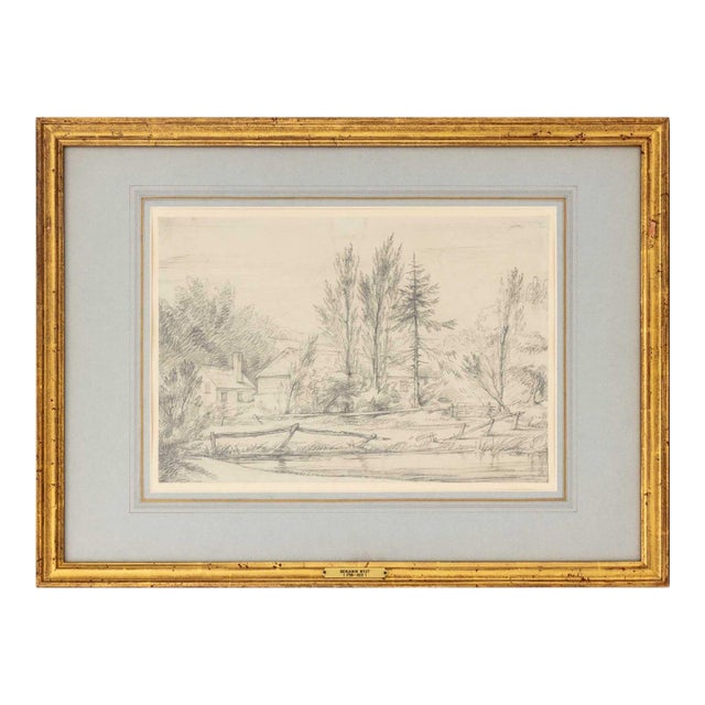Benjamin West Cottage Amongst the Trees Pencil For Sale