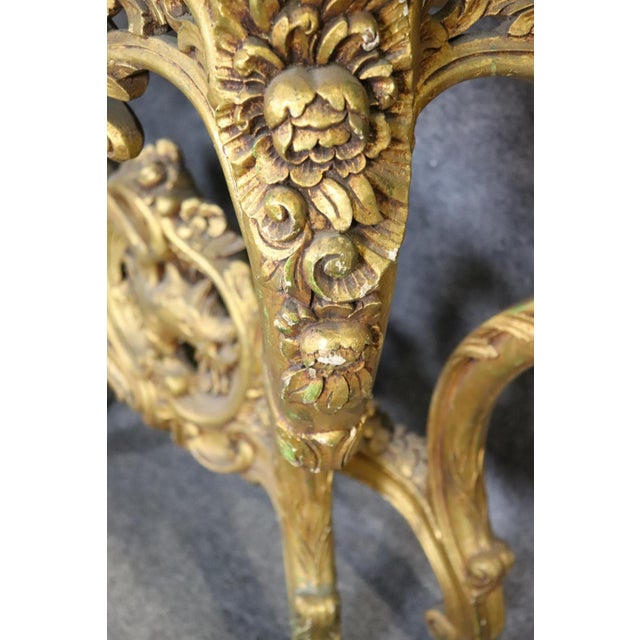 Late 19th Century French Louis XV Giltwood Marble Top Wall Mounted Console Table C. 1870s For Sale - Image 5 of 9