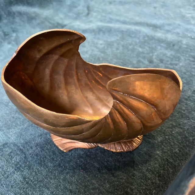 Art Deco 1970s Art Deco Nautilus Brass Shell Planter For Sale - Image 3 of 8