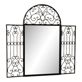 French King Louis Style Wrought Iron Mirror For Sale