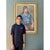 Wood Vintage Original Oil Portrait of Man on Canvas For Sale - Image 7 of 12