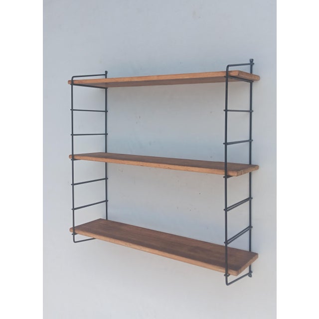 Metal Mid-Century Wood and Metal Wall Shelf, 1950s For Sale - Image 7 of 7