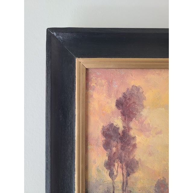 Alice Blair Pollard Antique Oil Painting Early California Pastoral Sunset With Sheep For Sale - Image 9 of 15