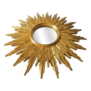 Gilded Sunburst Wall Mirrors, Belgium, 1970s For Sale
