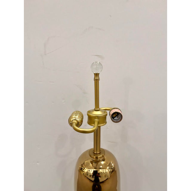 Modern Currey & Co Tall Porcelain Lamp Brass Metallic Glaze For Sale - Image 3 of 3