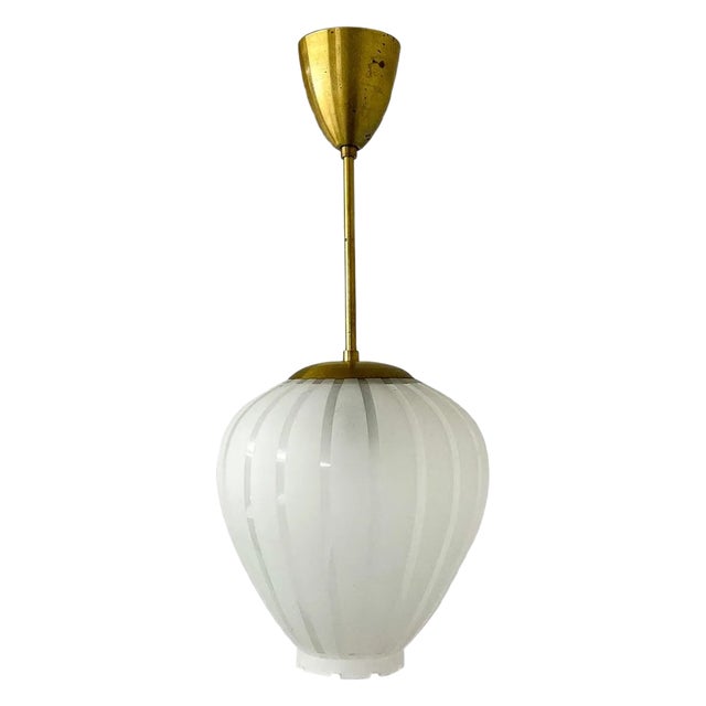 Swedish Art Deco Pendent Brass & Glass, 1940s For Sale