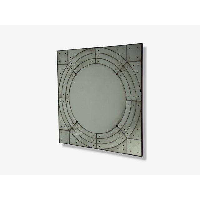 Art Deco Style, Antique Glass, Painted Wood, Square Venetian Wall Mirror For Sale - Image 4 of 10