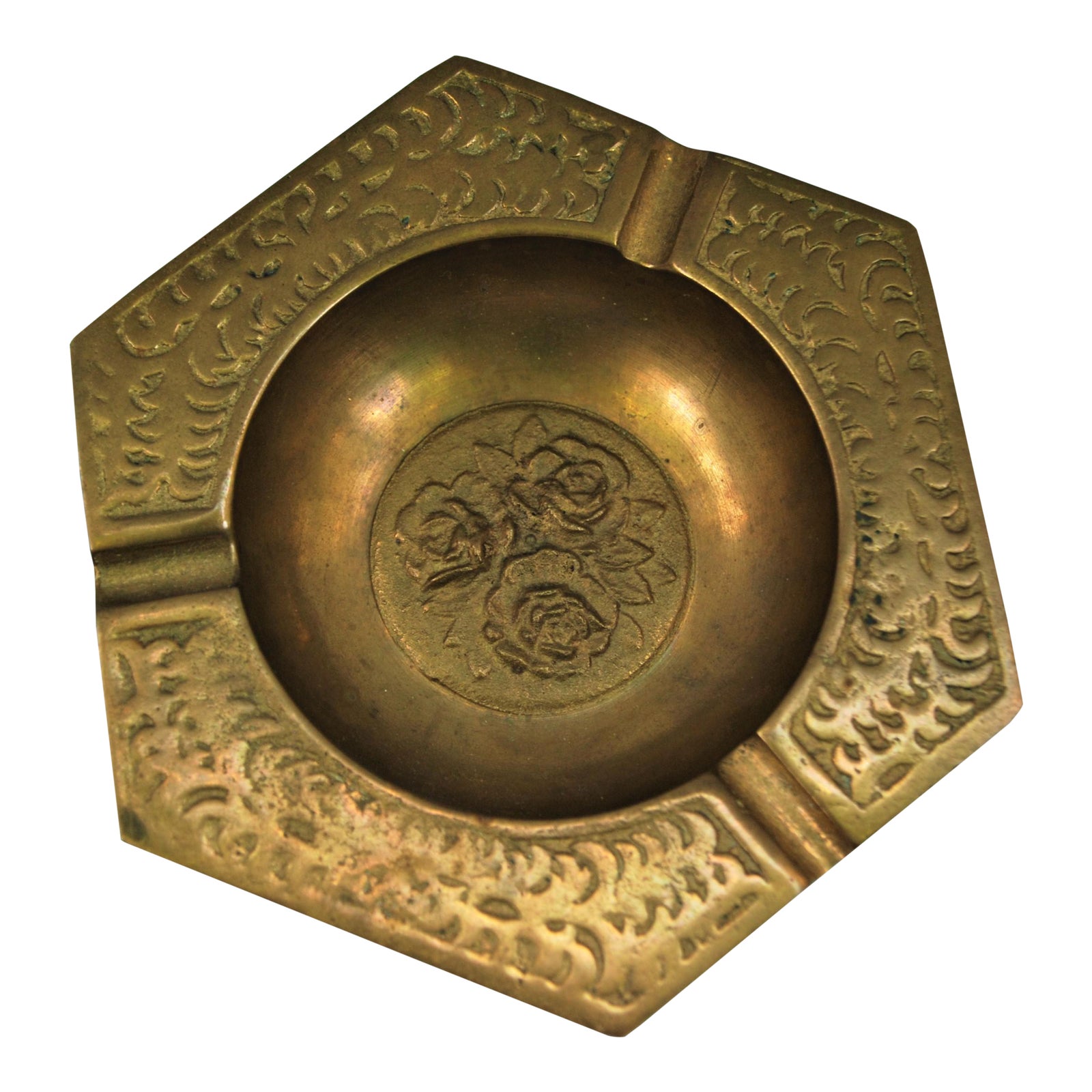 Vintage Brass Ashtray With Rose Design Chairish