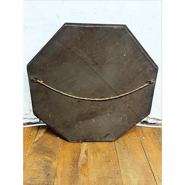 1920s Antique Early 20th Century Octagonal Oak Wall Mirror, 1920s For Sale - Image 5 of 6