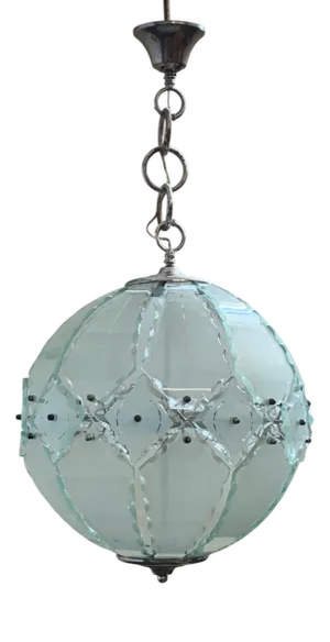 Pendant Lamp with Satin Glass Elements and Hot Chiselled Edges from Fontana Arte, 1960s