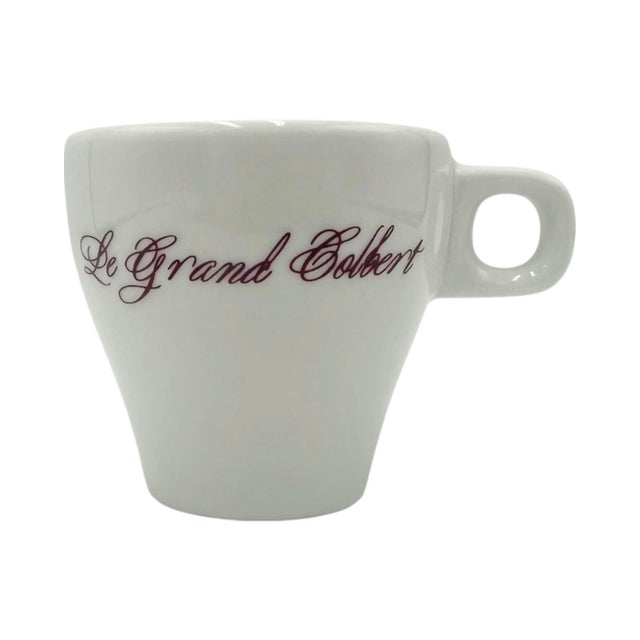 Contemporary Vintage Le Grand Colbert Paris Restaurant Demitassse Cup & Saucer For Sale - Image 3 of 12