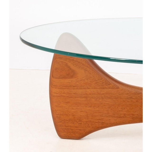 Noguchi Style Glass Top & Wood Coffee Table For Sale - Image 4 of 8