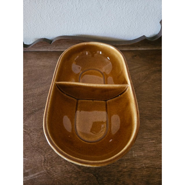 Mid-Century Modern Vintage McCoy Oval Ceramic Dish #7038 For Sale - Image 3 of 9