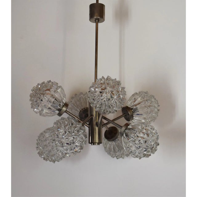Silver Mid-Century Hedgehog Glass Sputnik Hanging Lamp from Richard Essig, 1960s For Sale - Image 8 of 8