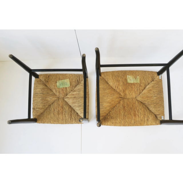 Italian Black and Rush Seat Nesting Stools After Gio Ponti For Sale - Image 12 of 12