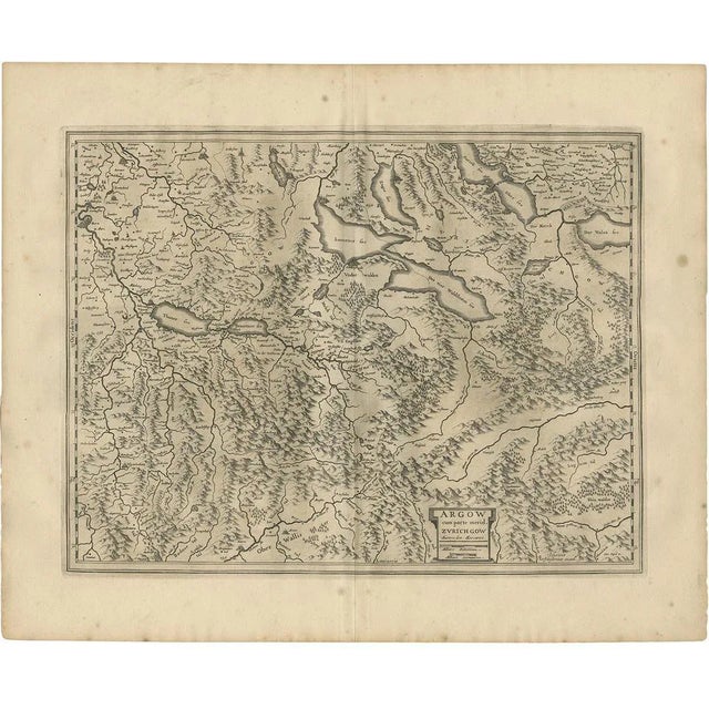 Antique Map of the Region of Aargau by Janssonius, 1657 For Sale