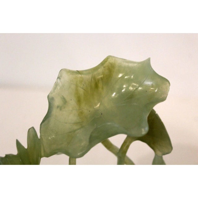 Green Vintage Carved Jade Birds on Wood Stand For Sale - Image 8 of 11
