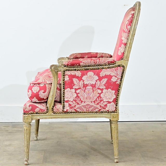 French 19th Century Painted and Upholstered Bergere For Sale - Image 10 of 14