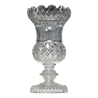 Large Scottish Victorian Thistle Cut Glass Vase, 1880s For Sale