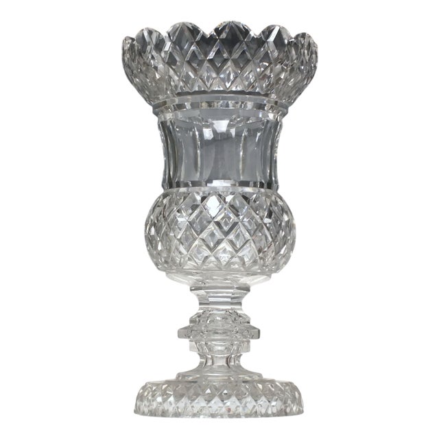 Large Scottish Victorian Thistle Cut Glass Vase, 1880s For Sale